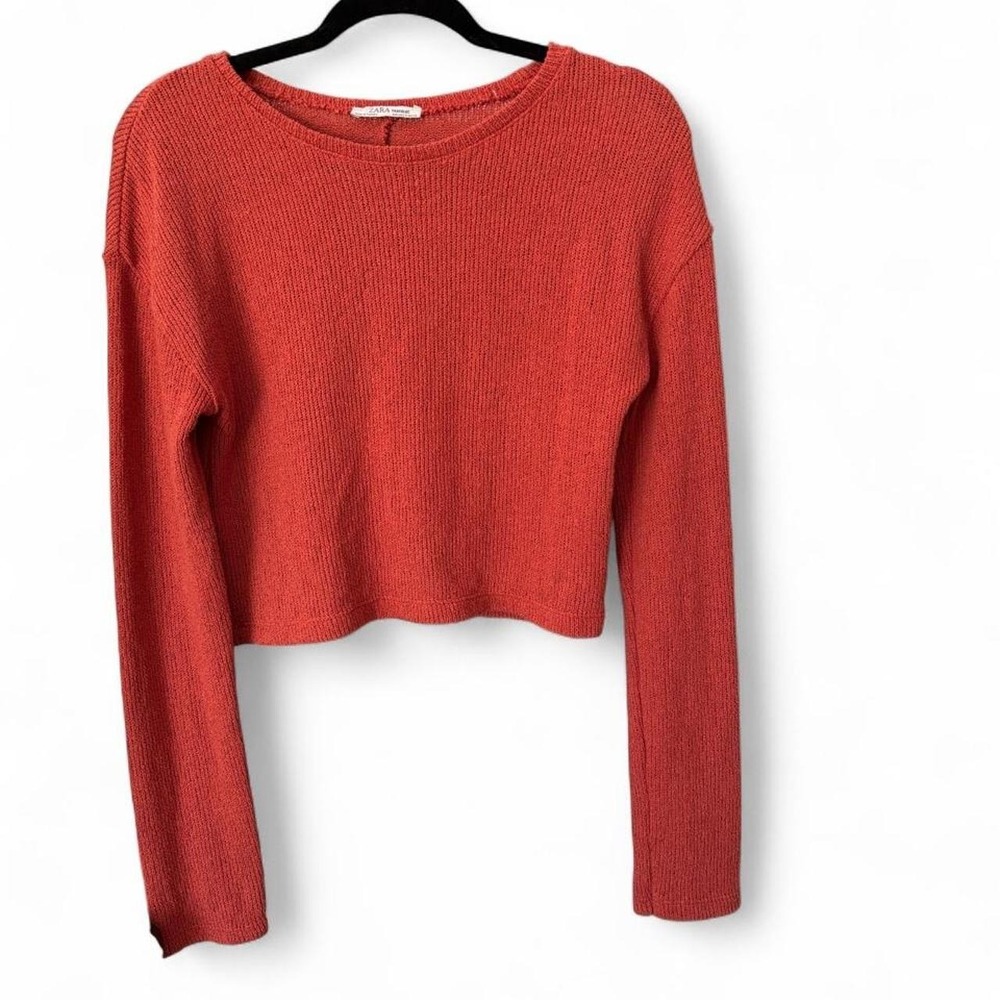 Zara orange cropped sweater long sleeve Size S